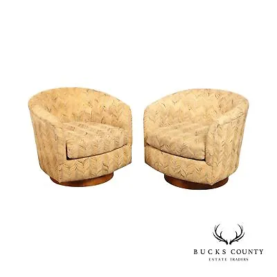 Milo Baughman Mid Century Modern Style Pair Of Swivel Club Chairs • $3995