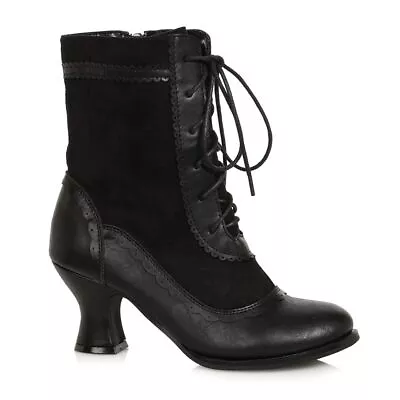 Black Lace Up Vintage Victorian Ankle Steampunk Costume Granny Boots Womans • $72.95