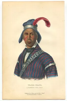 1855 Original McKenney And Hall Lithograph  Yaha-Hajo Seminole War Chief  • $125