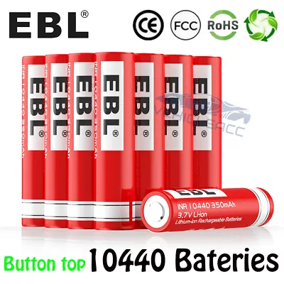 Lot Rechargeable 10440 350mAh 3.7V Li-ion Battery Button Top For Flashlight NEW • $11.19