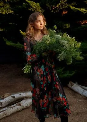 $315 • Buy Scanlan Theodore Floral Silk Dress In Size Aus 6-8, Pre Loved