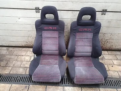 $899 • Buy @RARE@ Red Stitching Front Seats Seat Honda CRX JDM EDM EE8 EF8 ED9 SI US 88-91 