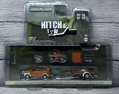 Greenlight Hitch & Tow 1973 Volkswagen Type 181 Thing Indian Scout Trailer • $17.98