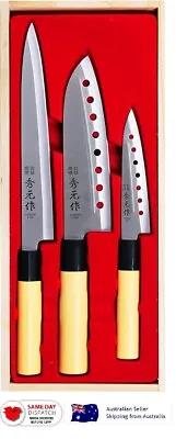 Japanese Sumikama Hidemoto Kitchen Chef's Knife 3pcs Set Sashimi Santoku Petty • $49.99