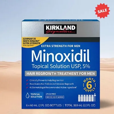 KIRKLAND Minoxidil 5% Extra Strength Men Hair Regrowth Solution 6 Month Supply • $30.99