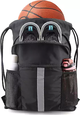 Drawstring Backpack Bag With Shoe Compartment X-Large Gym Sports String Cinch Ba • $25.88