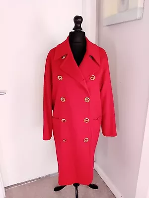 Jaeger Ladies Cashmere And Wool  Red Long Coat Size 14 Vintage • £29.99