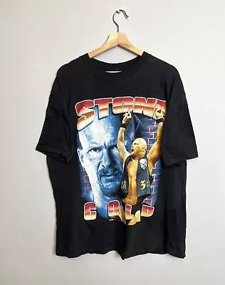 Vintage 90s Stone Cold WWE WWF Wrestling Rap Tshirt Tee XL Black • $1107.08