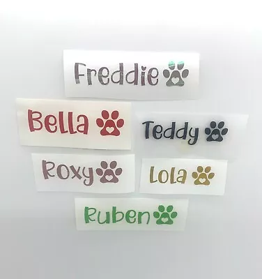 Personalised Pet Name Vinyl Decal Sticker | Pet Bowl Name | Paw Print • £1