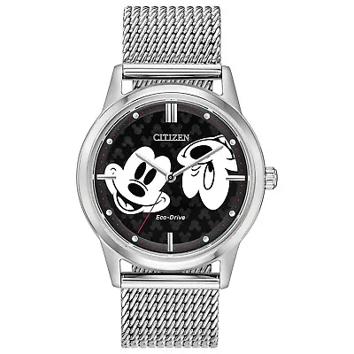 Citizen Men's Eco-Drive Mickey Mouse Stainless Steel Mesh Watch 40MM FE7060-56W • $76.99