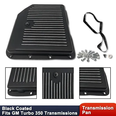 For Turbo 350 TH350 Trans GM Black Aluminum Finned Transmission Oil Pan & Gasket • $59.68