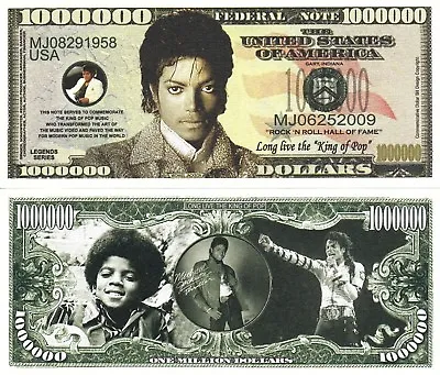 Michael Jackson Million Dollar Bill Play Funny Money Novelty Note + FREE SLEEVE • $1.78