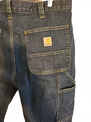 Carhartt Mens Jeans 36X30 Relaxed Fit Rugged Flex 100% Cotton Blue Denim Utility • $27