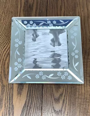 Marks & Spencer’s Mirrored Photo Frame 4” X 4” Picture Size White Daisy Print • £14.99