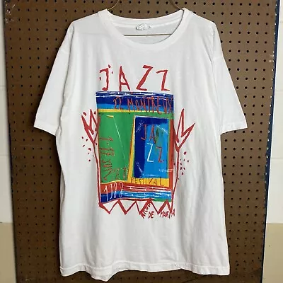 Vintage 80s 1988 Montreux Jazz Festival Art T-shirt 2XL Mens RARE Nico De Maria • $74.80
