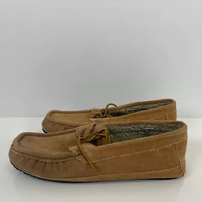 Minnetonka Leather Laced Soft Sole Moccasin Loafers Slip On Tan Brown Mens 12 • $31.49
