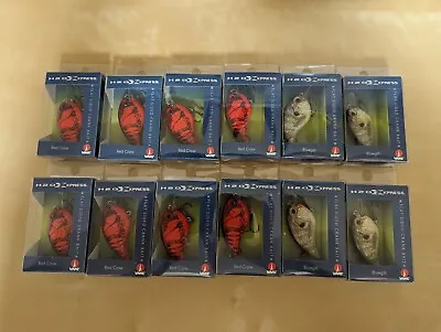 1 Lot (12) H2O Xpress Flat Sided Crankbait Fishing Lures Red Craw+Bluegill NEW • $49.99