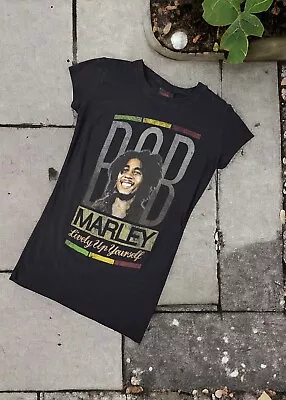 Bob Marley TShirt Baby Tee Y2K Rasta Reggae Rock Music Hipster Faded Size Small • $14.77