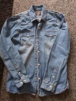 Mens D'STRUCT Denim Shirt / Jacket.SMALL.Stud Closure.Blue. • £9.99