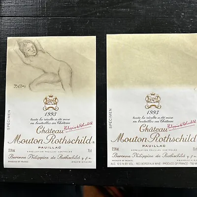 Chateau MOUTON Rothschild 1993  Censored & Uncensored Balthus Labels • $140