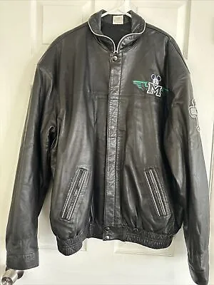 The Walt Disney Gallery Mickey Vintage 1928 Leather Motorcycle Jacket Sz L Black • $250