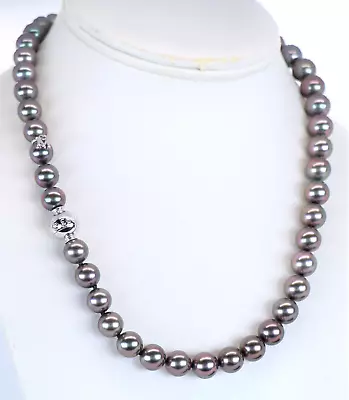 Mikimoto 18K White Gold  Black South Sea Pearl Diamond 1893 Necklace • $7950