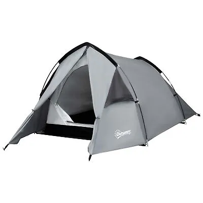 1-2 Man Camping Dome Tent Porch Mesh Window Double Layer Hiking Outsunny • £64.99