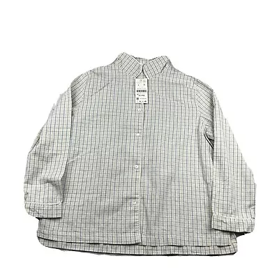 $34.27 • Buy NEW Oysho Shirt Women Large Beige Plaid Cotton Button Up Long Sleeves Blouse NWT