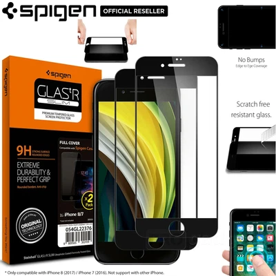 $22.99 • Buy Genuine SPIGEN GLAS.tR Full Cover Glass For IPhone 8 7 Screen Protector 2 PCS