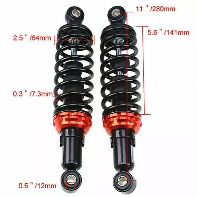 2x  280mm Rear Shock Absorbers Motorcycle Fits Yamaha Honda ATV Dirt Bike KIT • $98.98