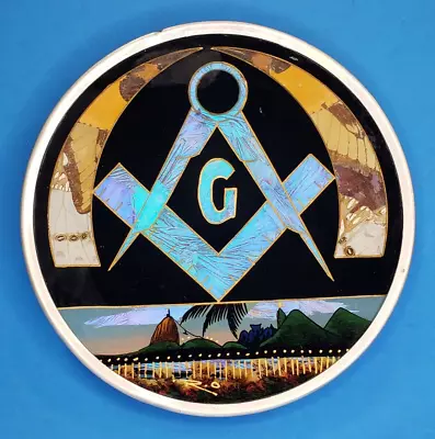 Antique Masonic Colorful Brazil Butterfly Wing Wall Art Plate Freemason Logo 6.5 • $75