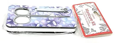 Manicure Set 3 Piece Scissors Clippers And Nail File Block Purple • $12.90