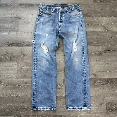 Vintage Levi's 501 Button Fly Denim Blue Jeans Mens 33x32 Medium Wash • $24.95