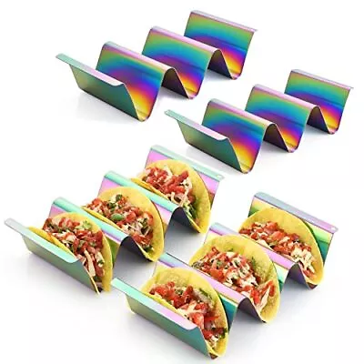 Taco Holder Set Of 4 Taco Tuesday Taco Stand Tray By Titanium Plated Stainless S • $27.20