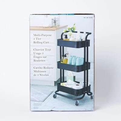 $25.99 • Buy Multi-Purpose 3 Tier Rolling Cart Sturdy Metal 50% OFF Retail:$34.99