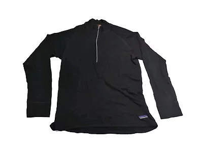 Patagonia 100% Merino Wool Pullover Base Layer Mens Large Black Zip Up • $42.46