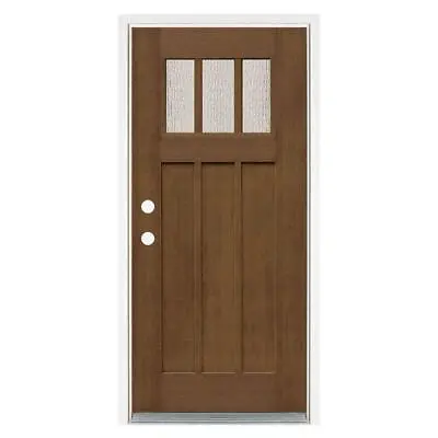 MP Doors Prehung Front Door 36  X 80  Medium Oak Single Door Stained Fiberglass • $1145.40