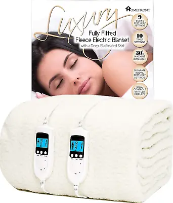Homefront Electric Blanket Double Size Dual Control Premium Fleece Fully Fitted • £89.05