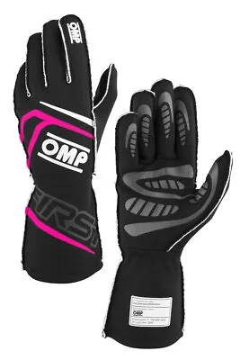 OMP First 2024 Gloves FIA 8856-2018 Racing Motorsport BLACK/PINK • $106.45