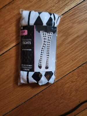 $4.99 • Buy NEWin Package - White Diamond Harelequin/Jester Tights For Women