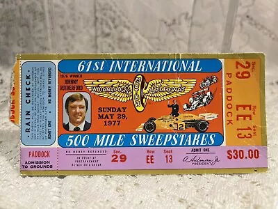 1977 Indianapolis 500 Ticket Stub Johnny Rutherford Pictured • $10