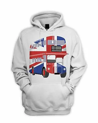 London Bus Union Jack Men's Hoodie - Hooded Sweatshirt UK GB Flag • £25.95