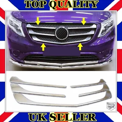 Chrome Front Grill 5 Pcs S.STEEL For Mercedes VITO W447 2014 To 2019 • £24