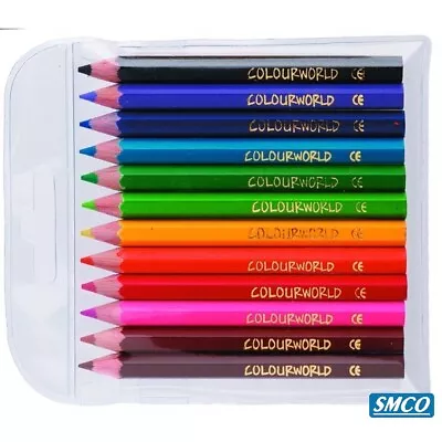 £2.76 • Buy 12 HALF SIZE COLOURING PENCILS Mini Short Length ECONOMICAL Sketching KID BySMCO