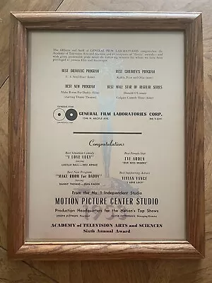 Vintage Award Certificate- I Love Lucy “Emmy” Certificate 1953. Unusual Piece! • $1250