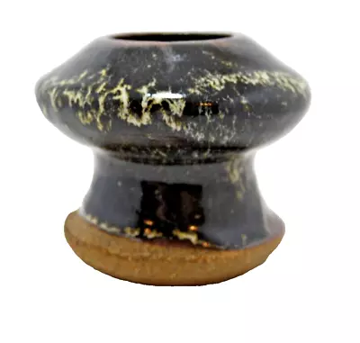 Handmade Art Pottery Vase Brown Mushroom Shaped 3.5  High X 4.25  Wide Signed • $12.50