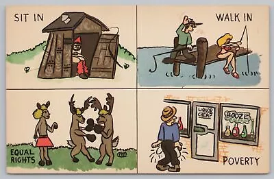 Comics~Outhouse~Fishing~Fighting Deer~Liquor Store~Vintage Postcard • $1.50