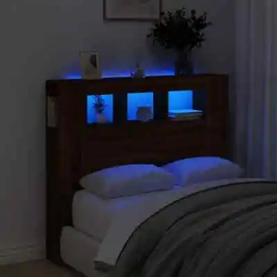 LED Headboard Bed Header Bedroom Storage Bed Headboard Engineered Wood VidaXL • £66.99