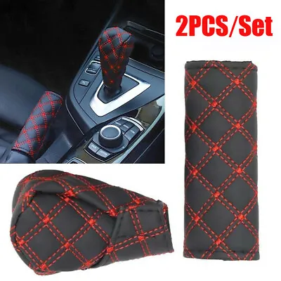 Car Gear Shift Knob Cover Hand Brake Cover For Red+Black Auto Interior Accessory • $6.80