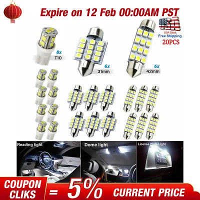 20pcs LED Interior Lights Bulbs Kit Car Trunk Dome License Plate Lamps 6500K • $7.89